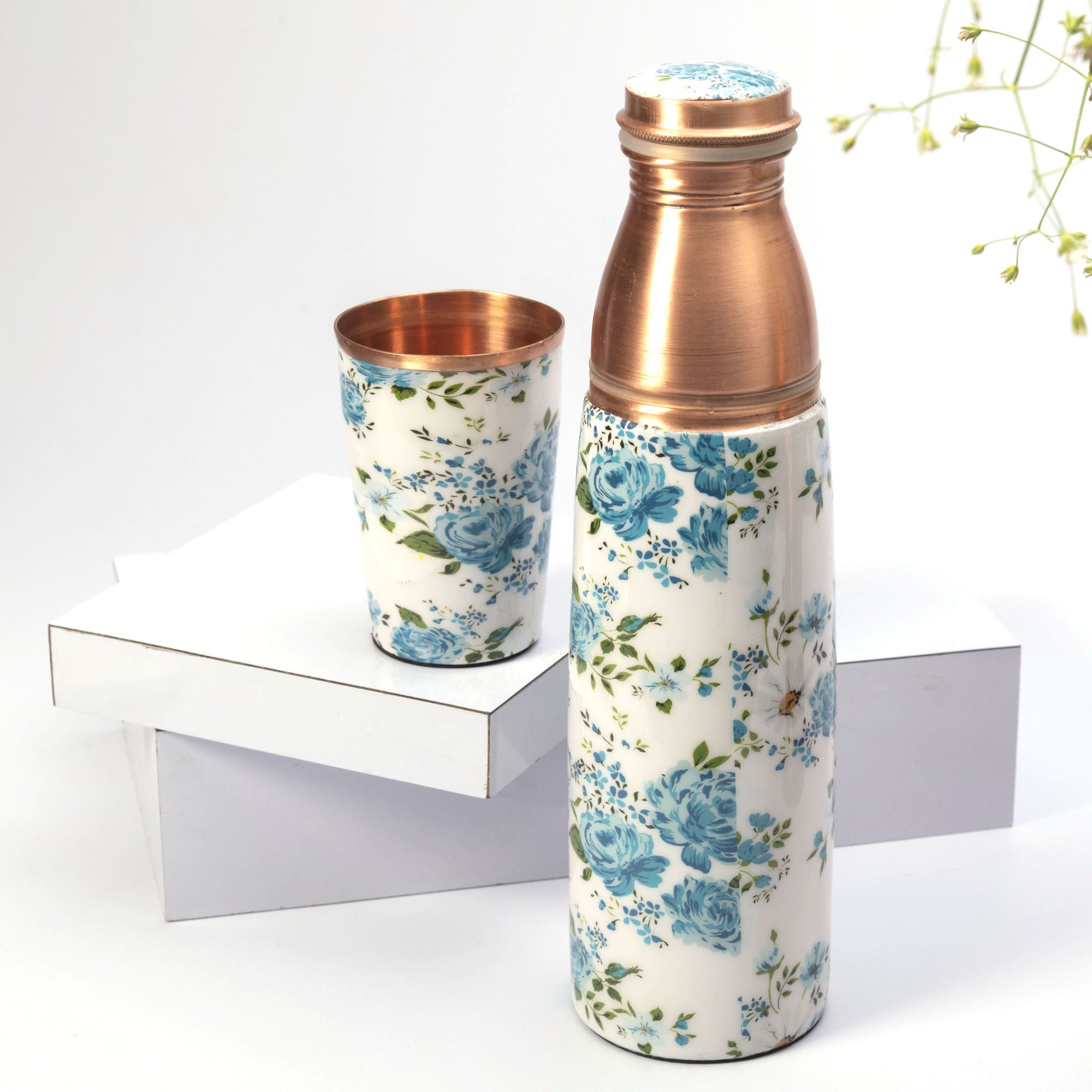 Buy Floral Print Copper Flask | Haath Ka Bana