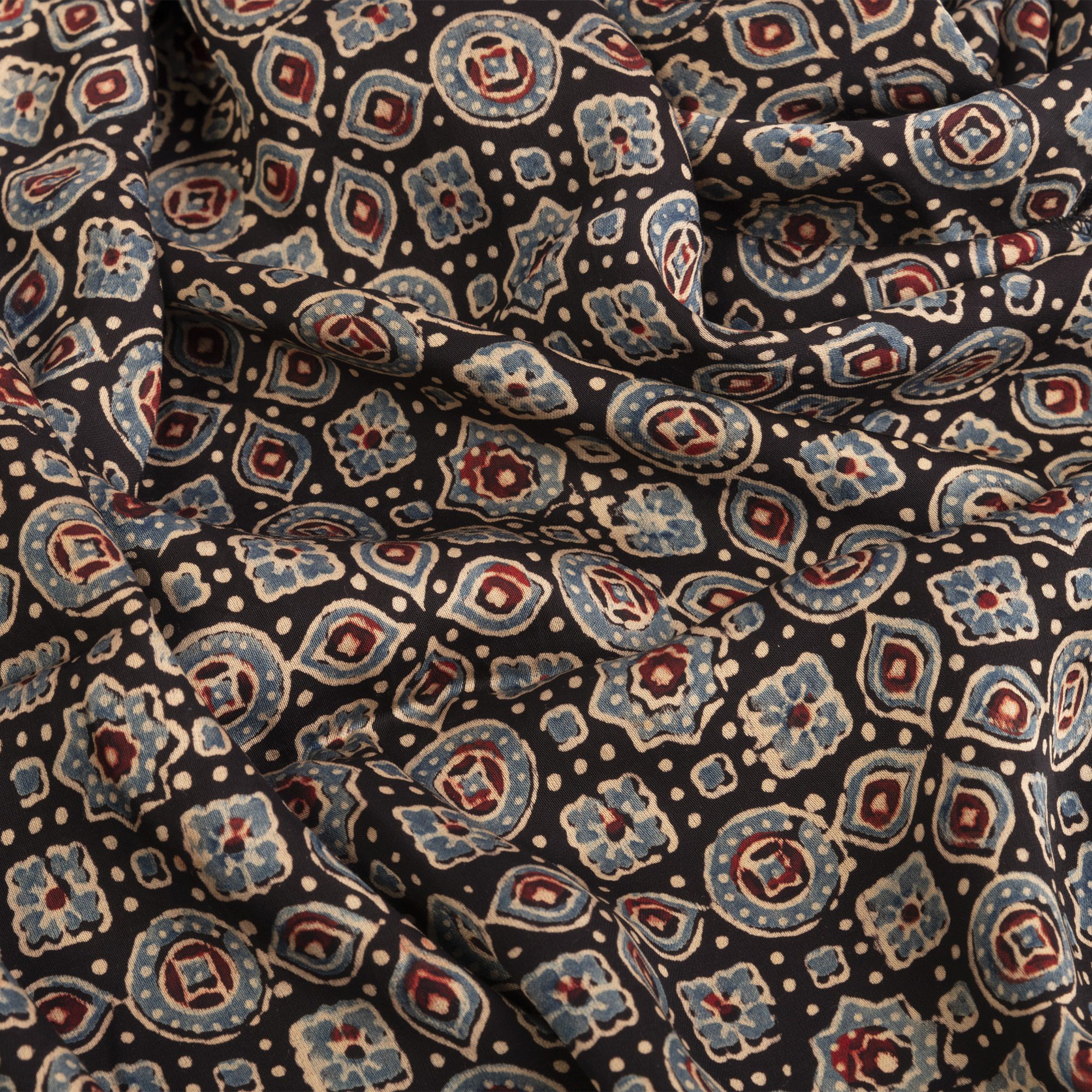 Black Modal Silk Stole With Handblock Ajrakh | Haath Ka Banna