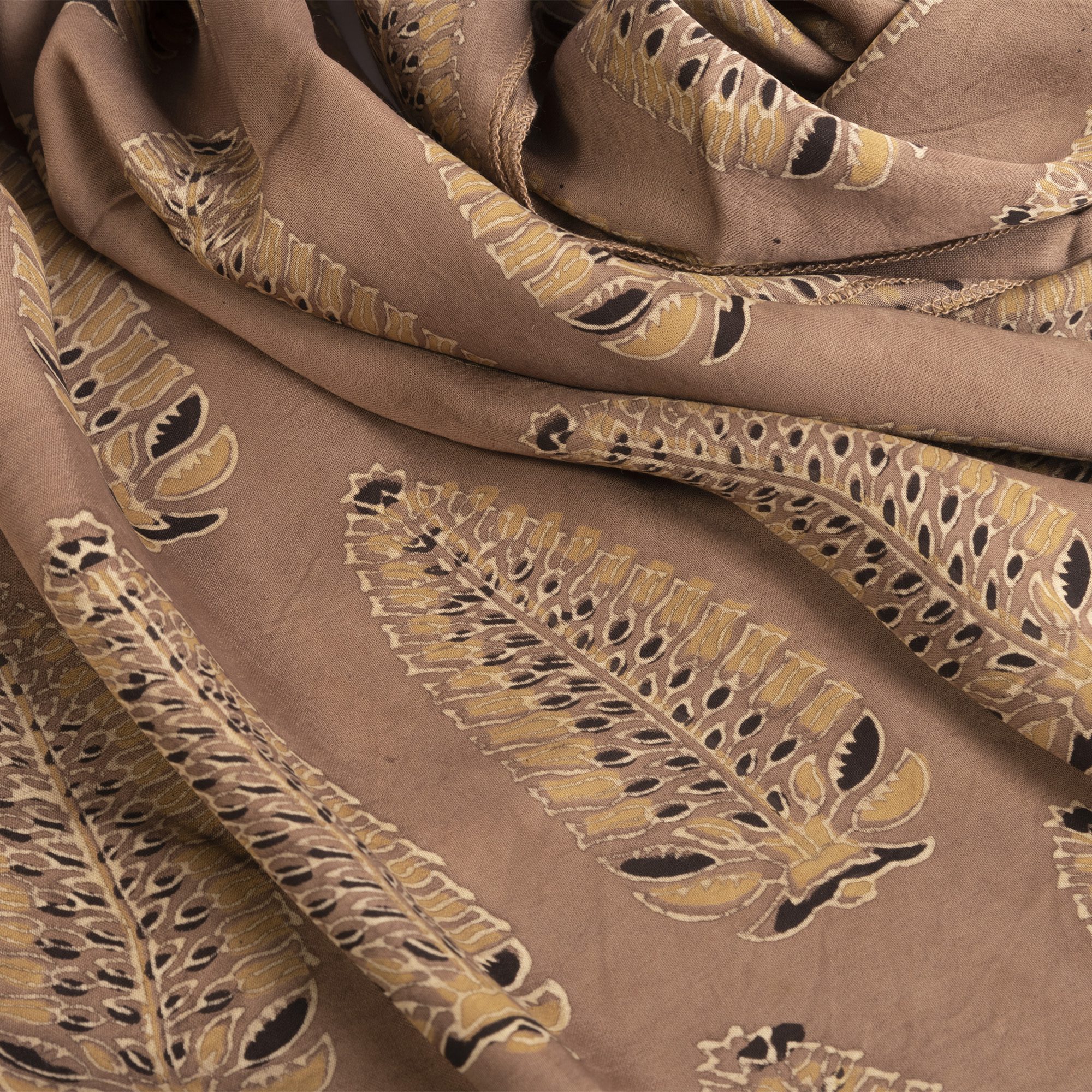 Modal Silk Stole With Leaf Pattern | Haath Ka Banna